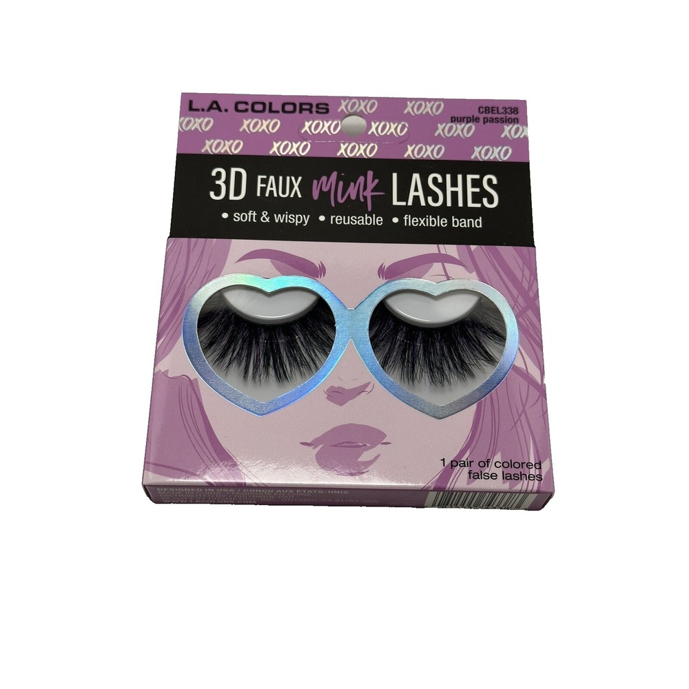 LA COLORS‎ false eyelashes 3D mink purple passion CBEL338